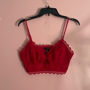 Crop red lace top